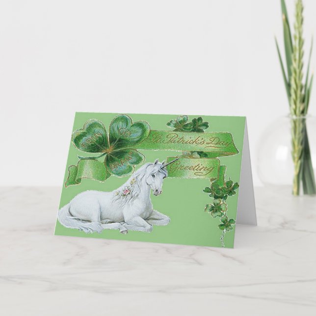Tarjeta Unicornio del día de St Patrick (Anverso)