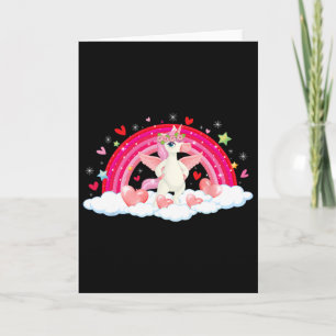 Tarjeta Unicornio Divertido Corazones de Arcoíris Estrella