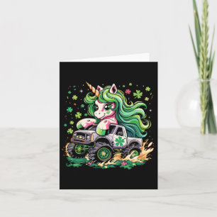 Tarjeta Unicornio Divertido Montando Camión Monstruo Irlan