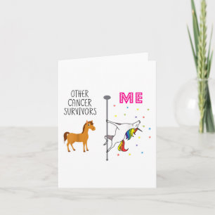 Tarjeta Unicornio Divertido Superviviente de Cáncer de Sen