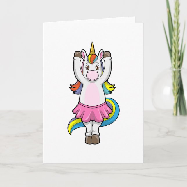 Tarjeta Unicornio en baile de ballet con falda (Anverso)