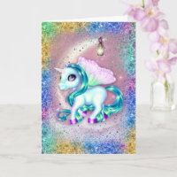 Unicornio en cumpleaños de luna rosa