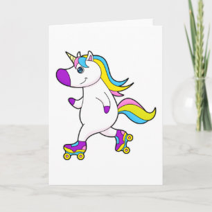 Tarjeta Unicornio en patinaje en línea con patines
