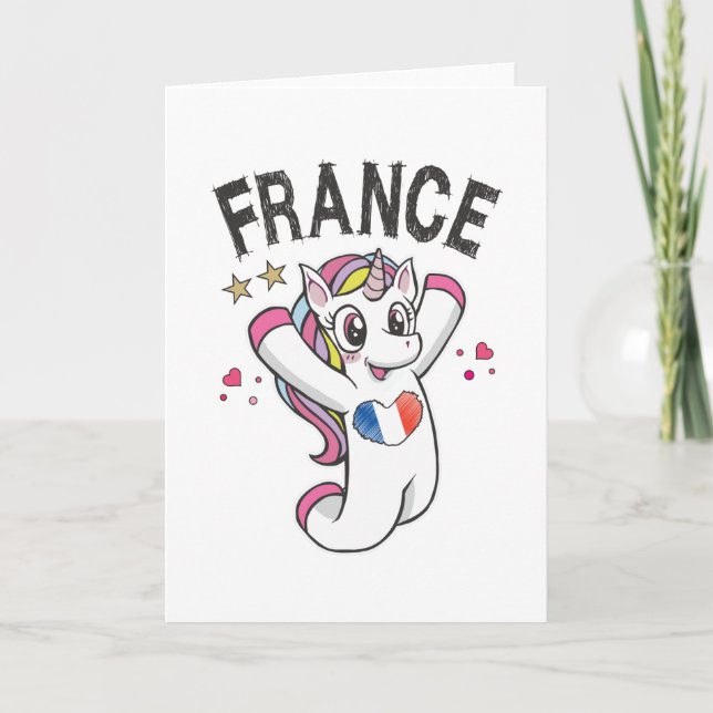 Tarjeta Unicornio fanático del fútbol de Francia con bande (Anverso)