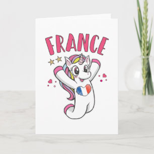 Tarjeta Unicornio fanático del fútbol de Francia con bande
