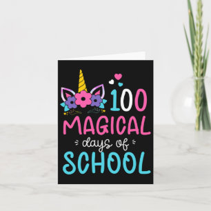 Tarjeta Unicornio Feliz 100° Día 100 Magicos Días Escolare