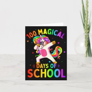 Tarjeta Unicornio Feliz 100° Día 100 Magicos Días Escolare