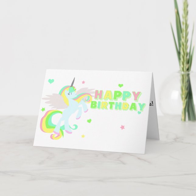 Tarjeta Unicornio Feliz Cumpleaños (Anverso)