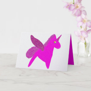 Tarjeta Unicornio fucsia brillante pegaso brillo