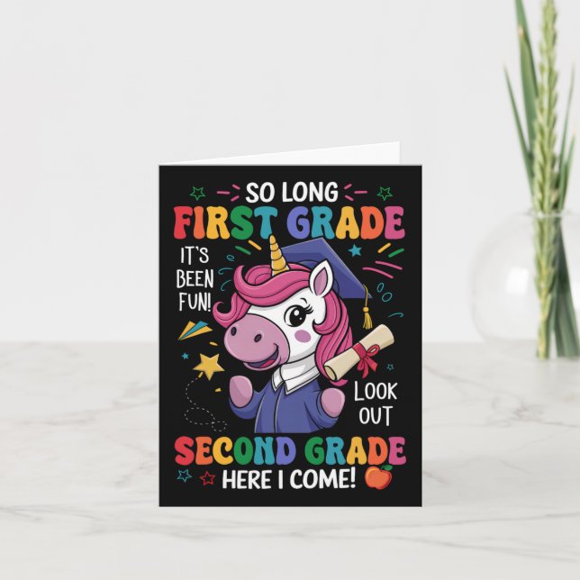 Tarjeta Unicornio Hasta El Primer Grado El Día De (Anverso)