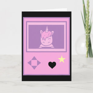 Tarjeta Unicornio Jugador Kawaii de Anime al Estilo Manga 