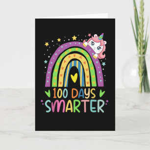 Tarjeta Unicornio Lindo Arcoíris 100 Días Más Inteligente