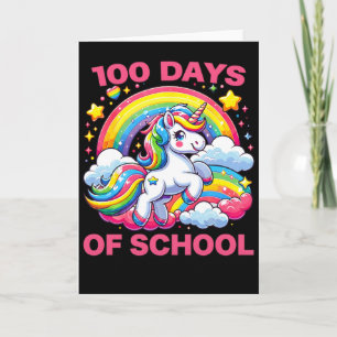Tarjeta Unicornio Lindo Arcoíris 100 Días Más Inteligente