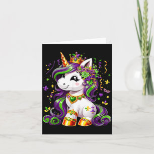 Tarjeta Unicornio lindo chicas de mardi gras niños mujeres