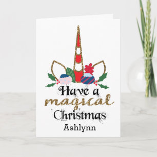 Tarjeta Unicornio Mágico de Navidad