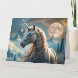 Tarjeta Unicornio Místico en Montañas Encantadas