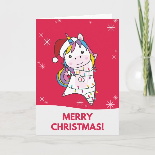 Tarjeta Unicornio Navidad Nieve Invierno Animales Unicorni (Anverso)