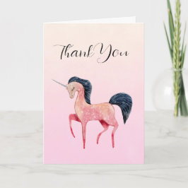 Tarjeta Unicornio nórdico rosado con mango negro gracias