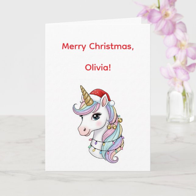 Tarjeta unicornio para Navidades pequeños (Orquídea)