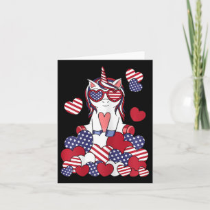 Tarjeta Unicornio Patriótico 4 De Julio Bandera Estadounid