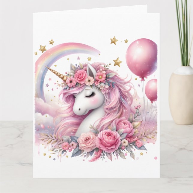 Tarjeta Unicornio rosa (Anverso)