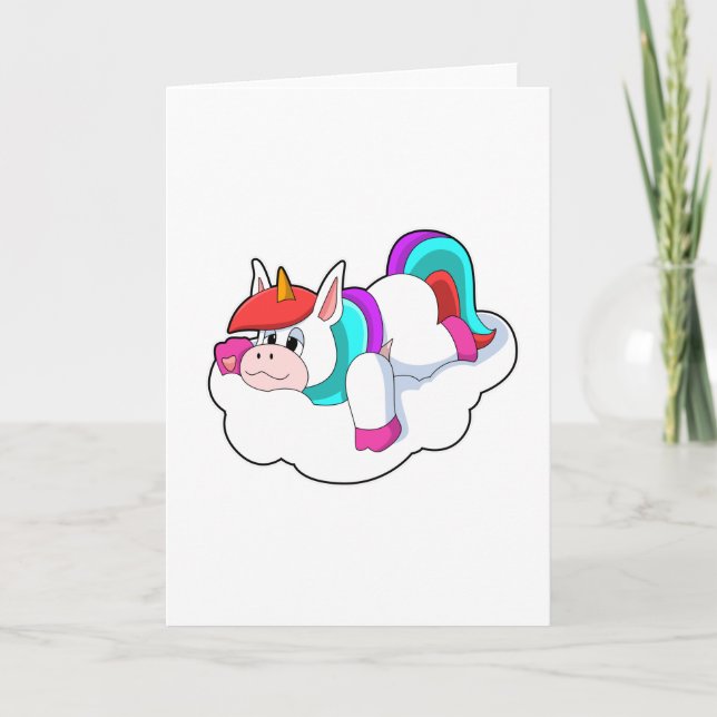 Tarjeta Unicornio sobre nubes (Anverso)