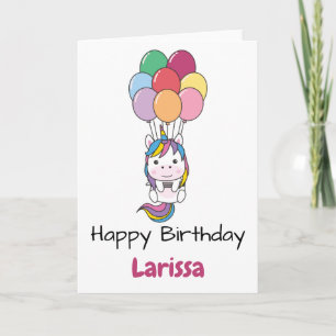 Tarjeta Unicornio vuela Con Coloridos Globos