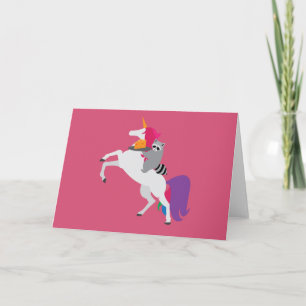 Tarjeta Unicornio y Raccoon