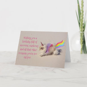 Tarjeta Unicornios, Arcoíris y Cumpleaños