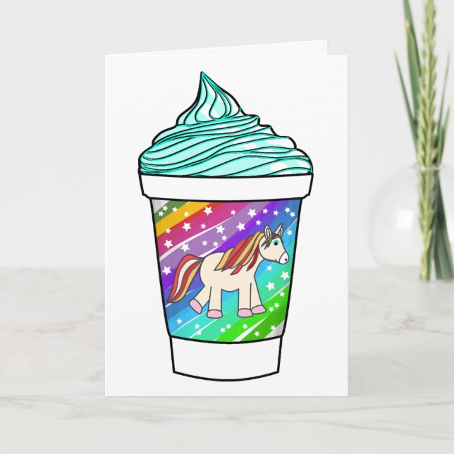 Tarjeta Unicornios, arcos y helados Cumpleaños (Anverso)