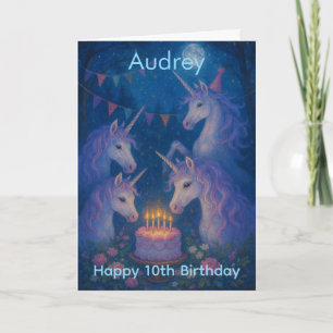 Tarjeta Unicornios Mágicos Cumpleaños Personalizables Míst