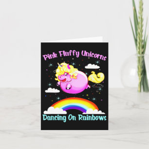 Tarjeta Unicornios Rosados Que Bailan Con Arcos De Lluvia 