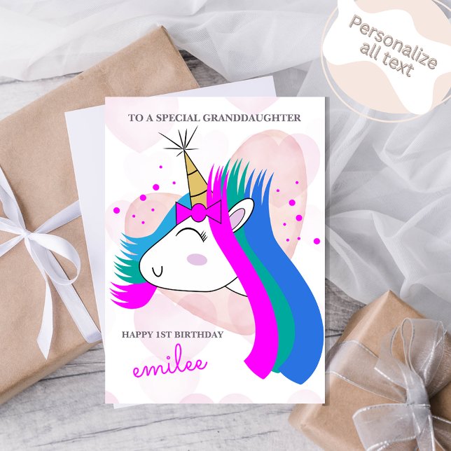 Tarjeta Unicornios y corazones rosados Cumpleaños (Subido por el creador)