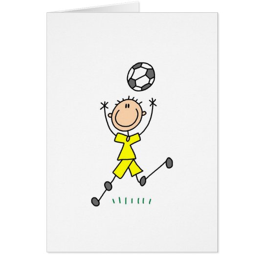 Tarjeta Uniforme amarillo del fútbol del muchacho