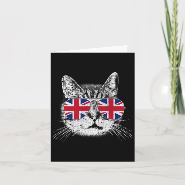 Tarjeta Unión Británica Jack Bandera Británica Gif Gato Su (Anverso)