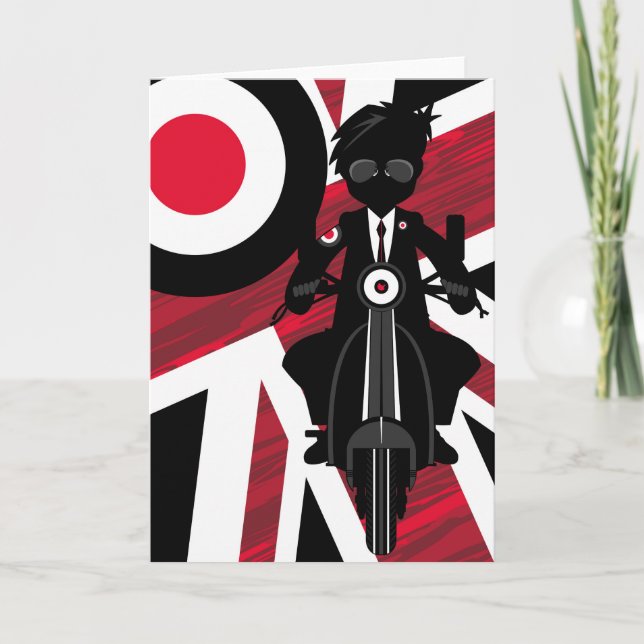 Tarjeta Union Jack Mod en Retro Scooter (Anverso)