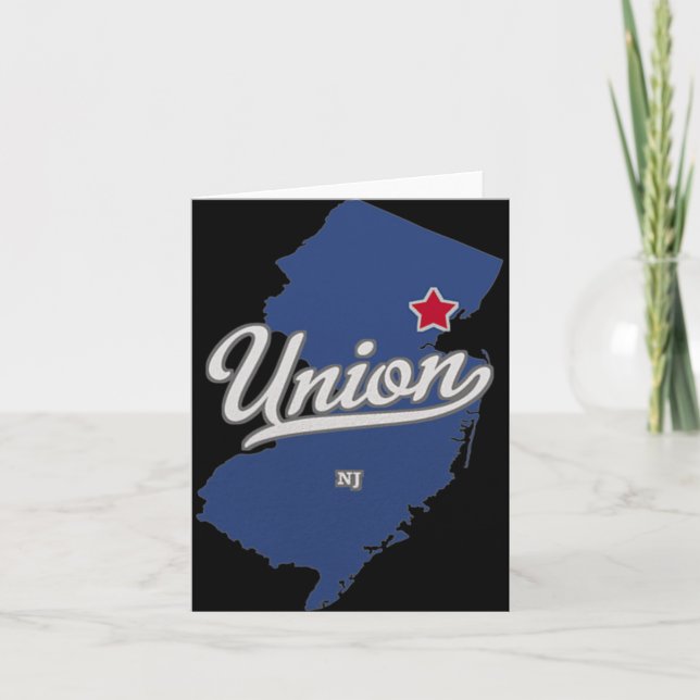 Tarjeta Union New Jersey Nj Map  (Anverso)