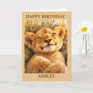 Tarjeta unisex de cumpleaños para León Dormilón,