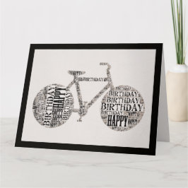 Tarjeta Unisex Happy Birthday Typography Bicycle Card