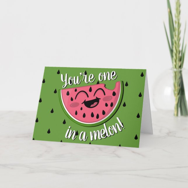 Tarjeta Uno en Melón Cute Watermelon Green Birday (Anverso)