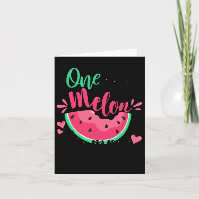 Tarjeta Uno En Melón Mami Fiesta De Cumpleaños De Verano (Anverso)