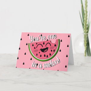 Tarjeta Uno en un Melón Cute de Melón Cumpleaños Rosa