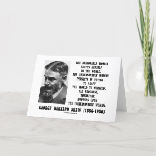 Tarjeta Unreasonable Woman Progress G. B. Shaw Quote