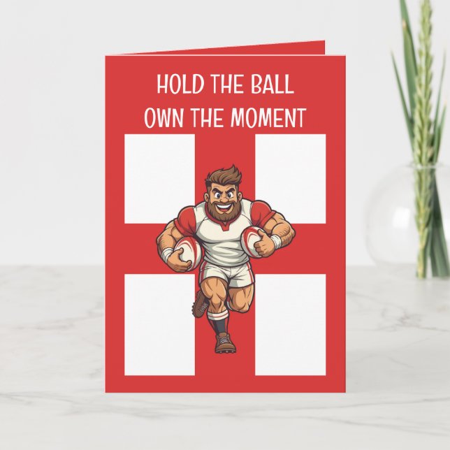 Tarjeta Unstoppable Charge Cartoon Rugby Power Run (Anverso)