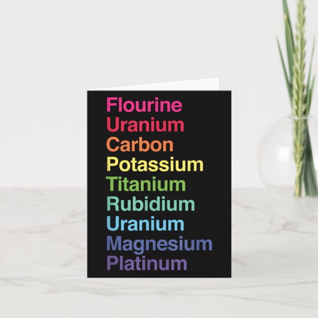 Tarjeta Uranio Flourium Carbon Potium Titanium Rubidium U (Anverso)