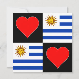 Tarjeta Uruguay Bandera Corazón Corto Patriótico Uruguayo