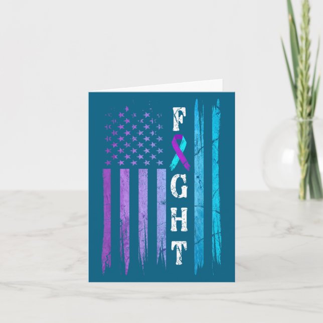 Tarjeta Us Flag Suicide Prevention Awareness Fight Wear Pu (Anverso)
