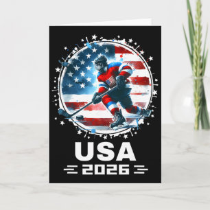 Tarjeta Usa 2026 Hockey Bandera Americana Mujeres Hombres