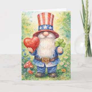 Tarjeta USA 250th Anniversary Patriotic Gnome Heart Shamro
