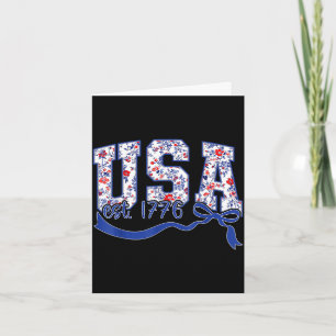 Tarjeta Usa est 1776 tela floral patriótica vintage